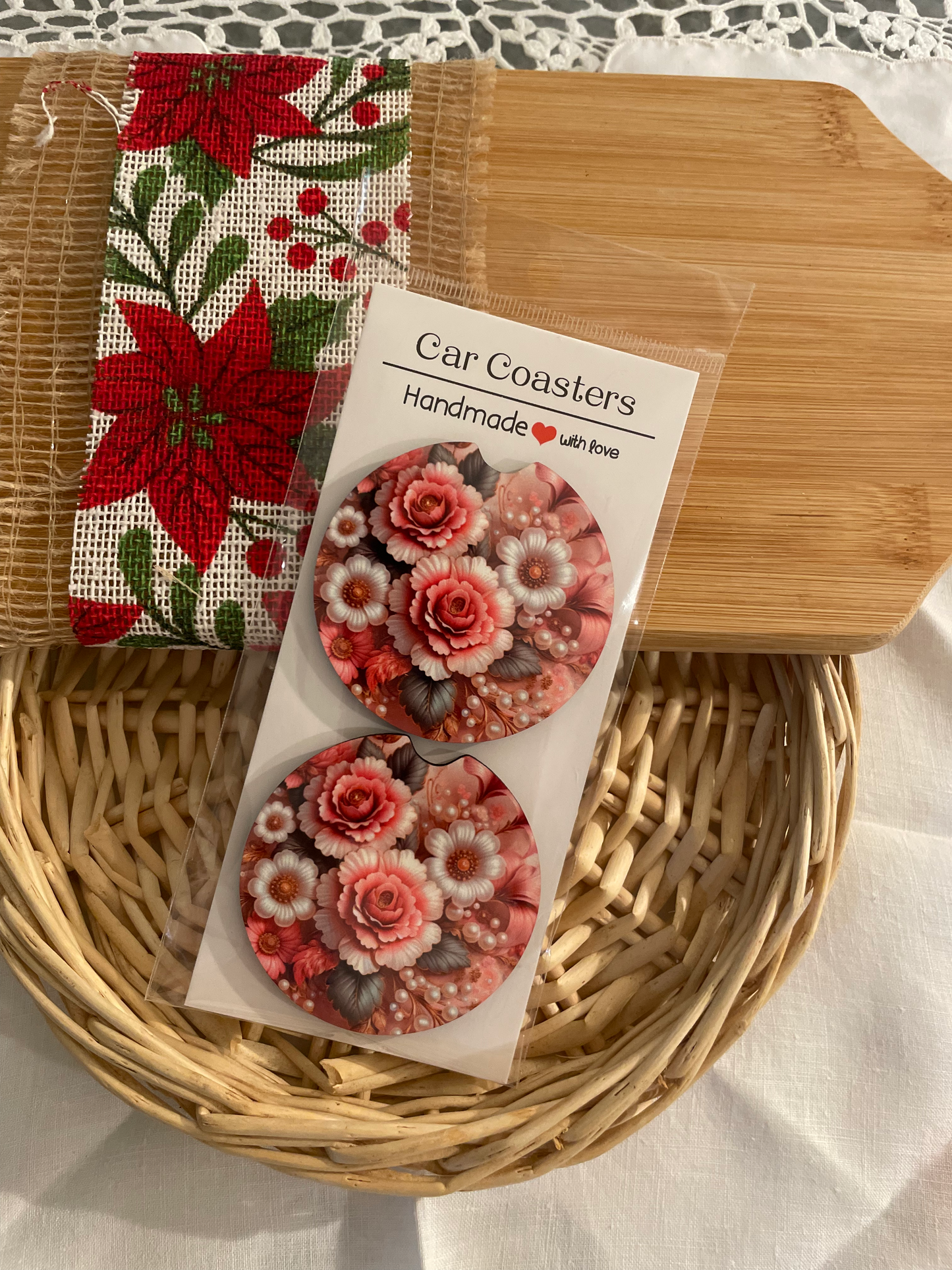 Pink Floral Coasters