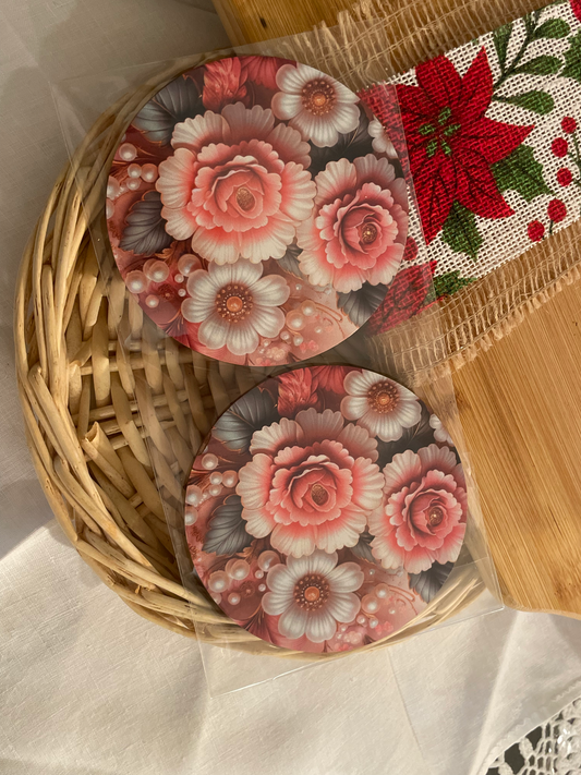 Pink Floral Coasters